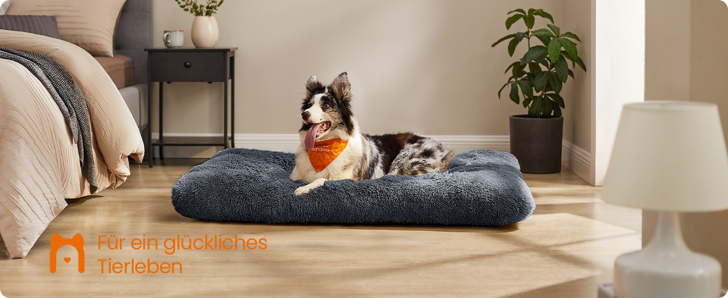 Ліжко для собак Feandrea, м'який килимок для собак, довгий плюш, 122 x 74 см, м'яка підкладка, можна прати, багатофункціональне, PGW204K01 (L 122 x B 74 x H 10 см, темно-сірий)