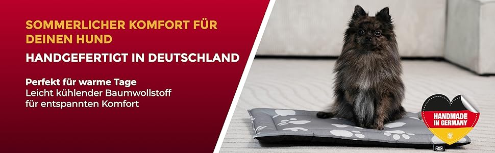 Літня ковдра для собак HS-Hundebett® з бавовни з наповнювачем та антиковзким покриттям XS (45x65 см) – М'яка ковдра для собак на літо – Працює в пральній машині та довговічна – Легка літня ковдра для собак – Лапка Антрацит, Made in DE Лапка Антрацит 45x65 см