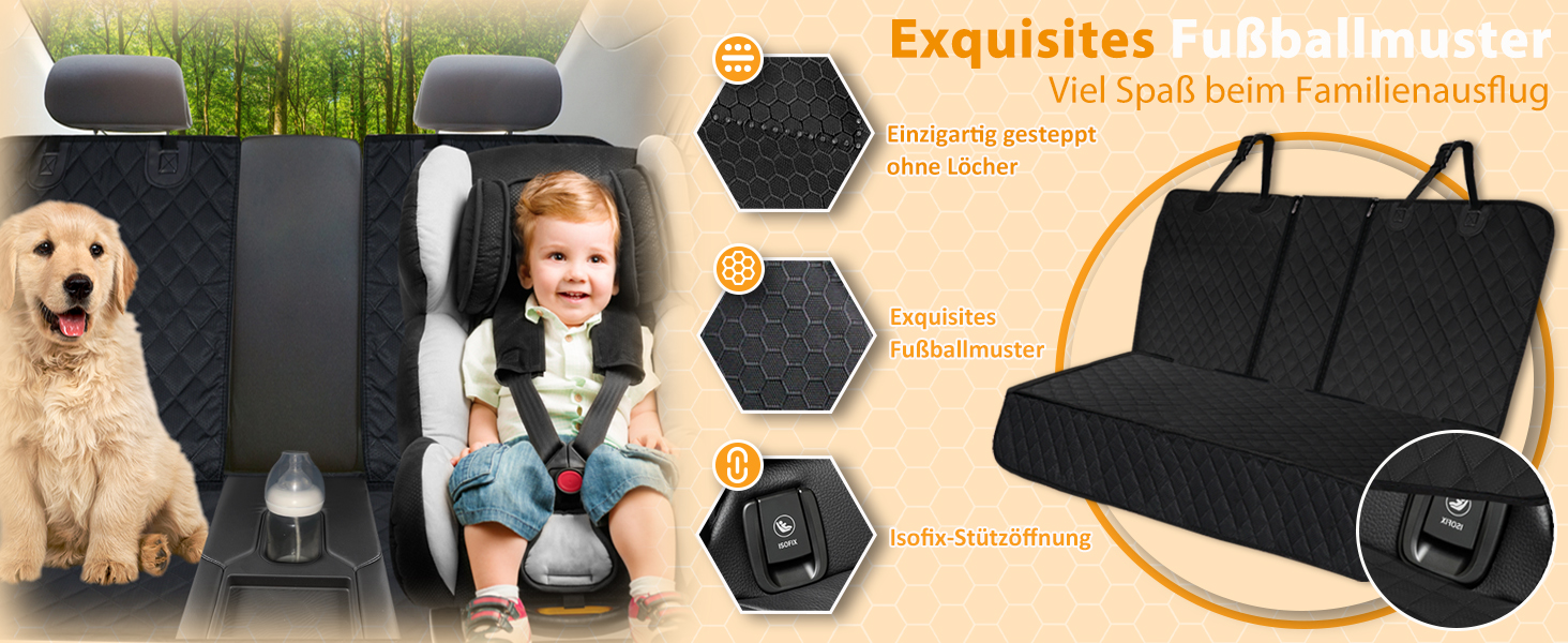 Захист для автосидіння для собак Angooni - водовідштовхувальний, антиковзаючий, стійкий до подряпин (135x120 см) - універсальний захист для заднього сидіння (135 см з ISOFIX)