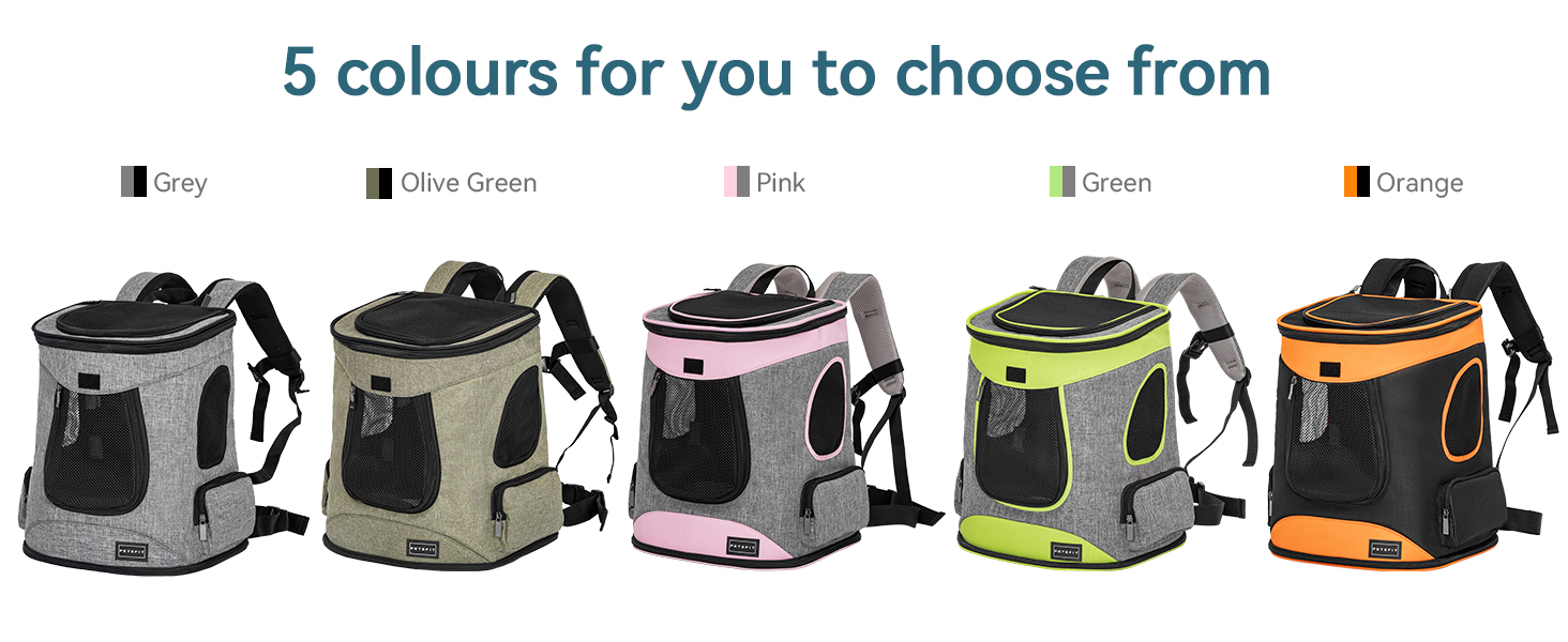 Рюкзак для кота та собаки Petsfit - зручний та дихаючий, до 5 кг, з сіткою та регульованим ременем, зелений (сірий & рожевий)