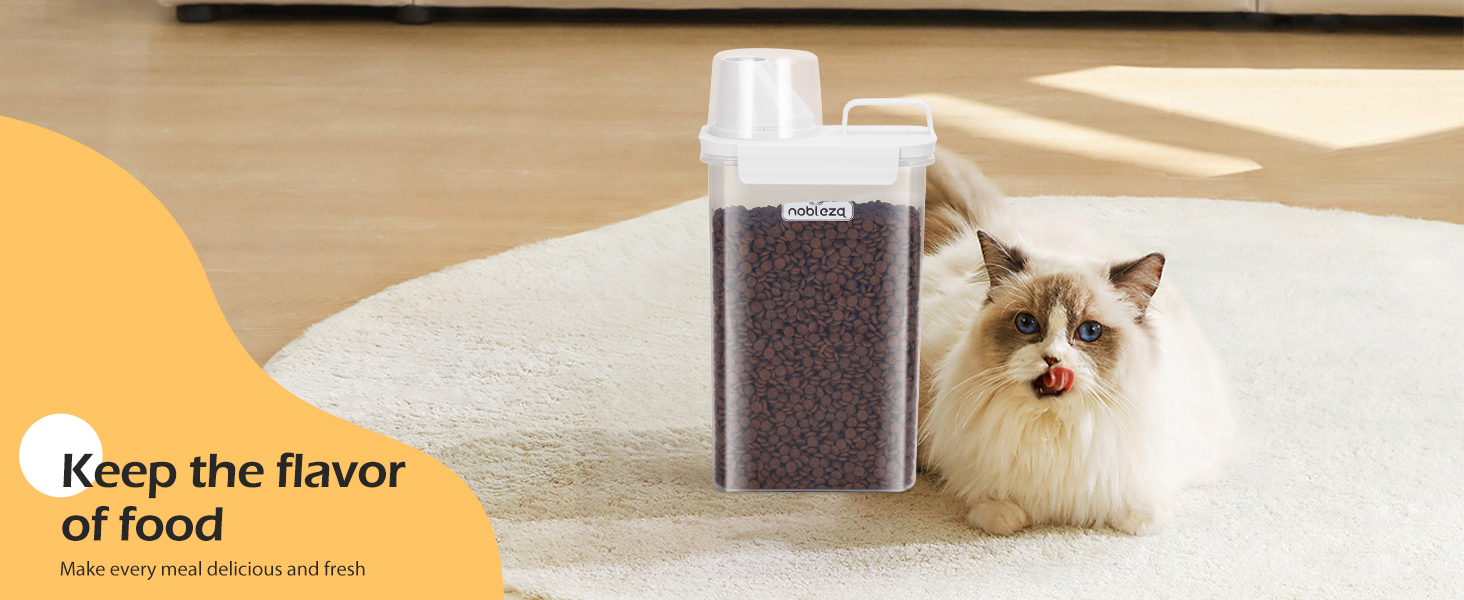 Контейнер для корму для тварин Nobleza, 2.5L, відро для корму для собак та котів з мірним стаканчиком