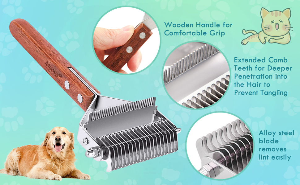 Професійна щітка-розпушувач для собак: двостороння, для видалення ковтунів та шерсті