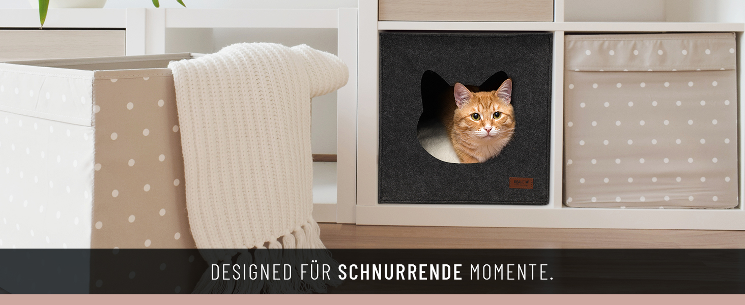 М'яке ліжко для котів ReaVET - затишне гніздечко з подушкою I місце для сну котів з м'якими подушками I дуже м'яке та пухнасте I ліжко для котів з фетру (гніздечко для котів)