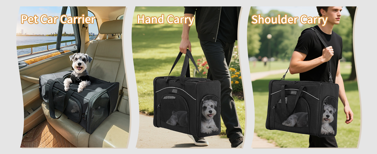 Транспортна сумка для собак та котів Petsfit 55x40x23, авіаперельоти, авто, поїзд | Чорний колір