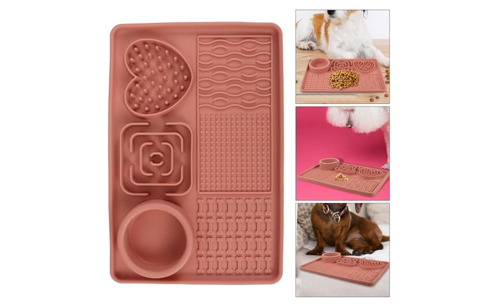 Килимок для собак та котів з присосками, силікон харчового класу, анти-слиз, для повільного годування, нековзний, яскравий, для тварин