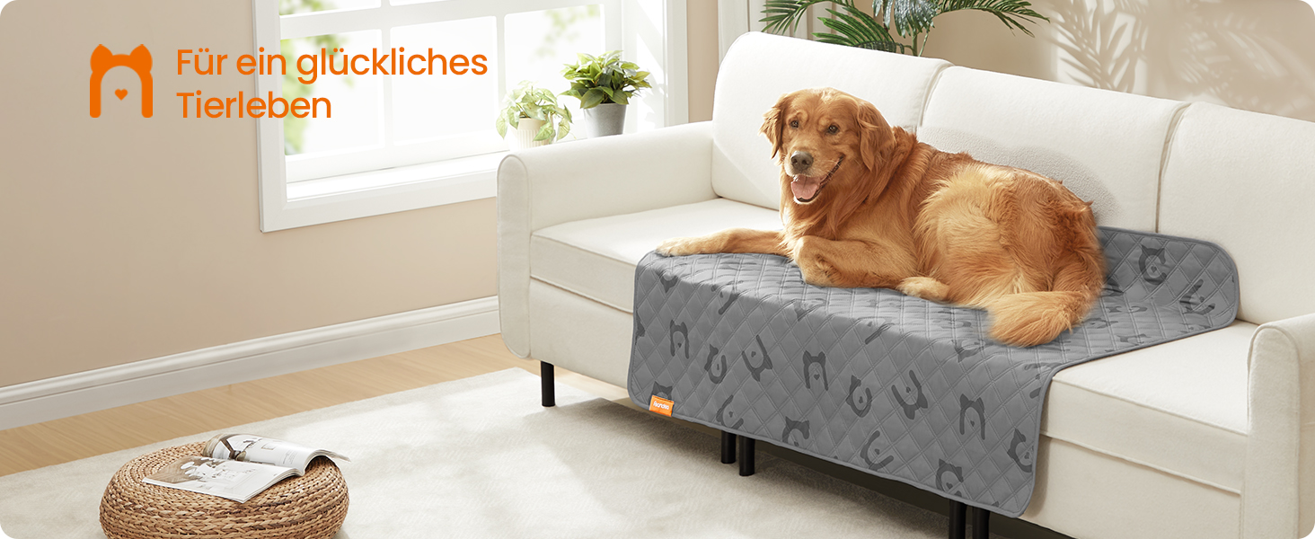 Водонепроникний килимок для собак Feandrea, 135 x 76 см, захист для авто/дивану, машинне прання, антиковзаюча підкладка, стеганий дизайн, сірий (PPB024GD01)