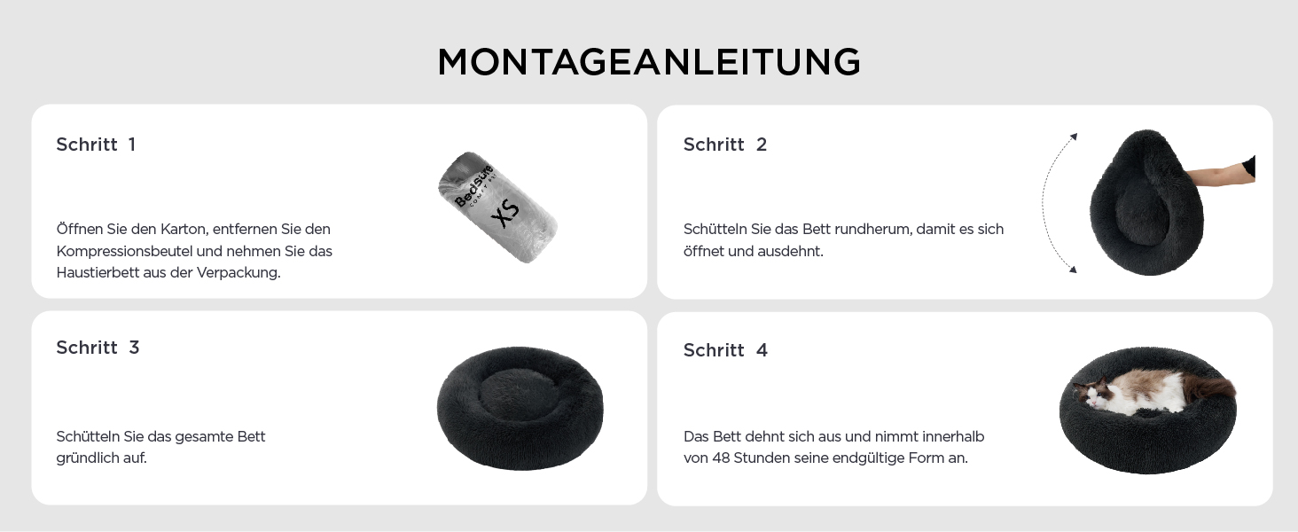 Кругле ліжко для котів BEDSURE Ø 60 см, м'яке, плюшеве, для котів та маленьких собак, 60x60x14 см