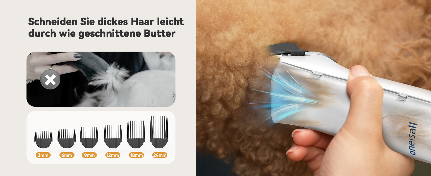 Машина для стрижки собак Oneisall з пилососом та сушаркою, 2.5L контейнер для сміття, 7 рівнів температури сушіння, тиха машинка для стрижки собак та котів, потужність всмоктування 15000Pa, професійний набір для догляду за тваринами з 8 інструментами