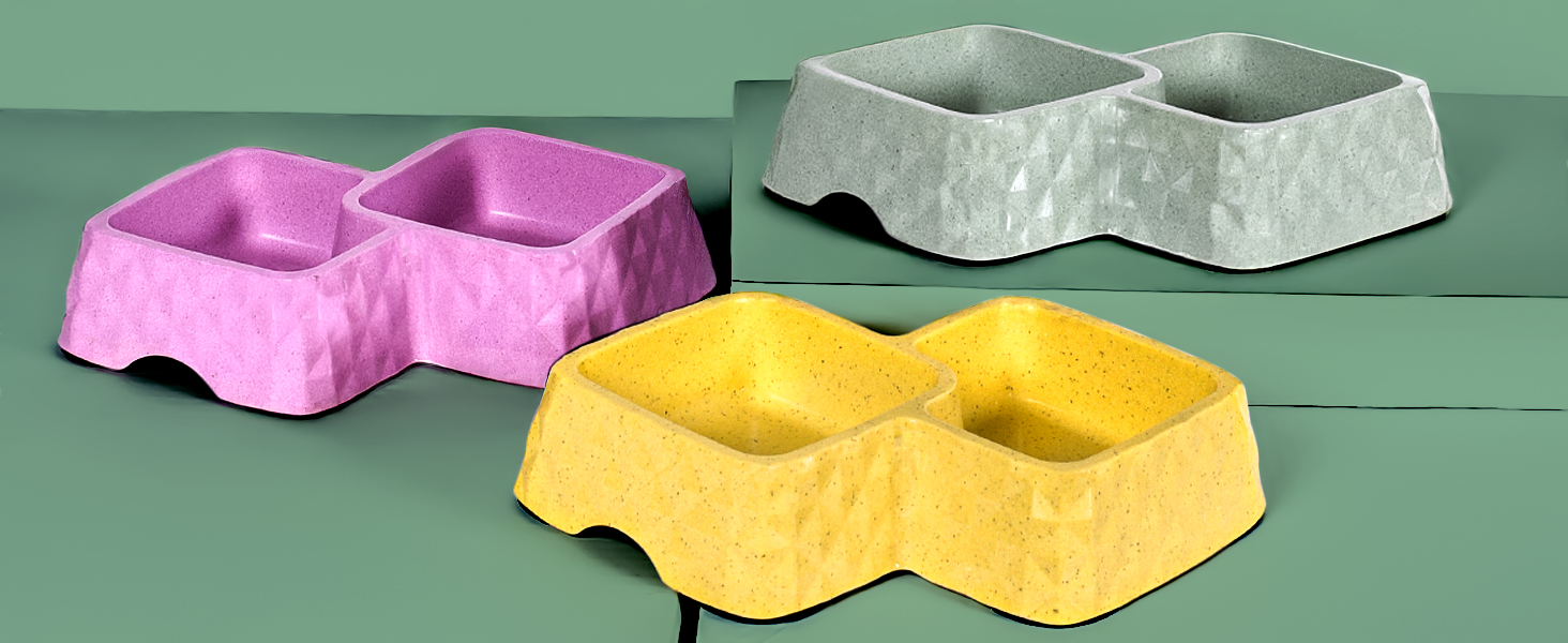 Подвійний миска для котів та маленьких собак ne&no® з бамбука, неслизька, до 400г корму та 350мл води, м'ятного кольору