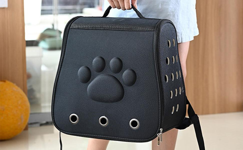 Переноска для котів та собак, чорна - легка, дихаюча, для маленьких та середніх порід