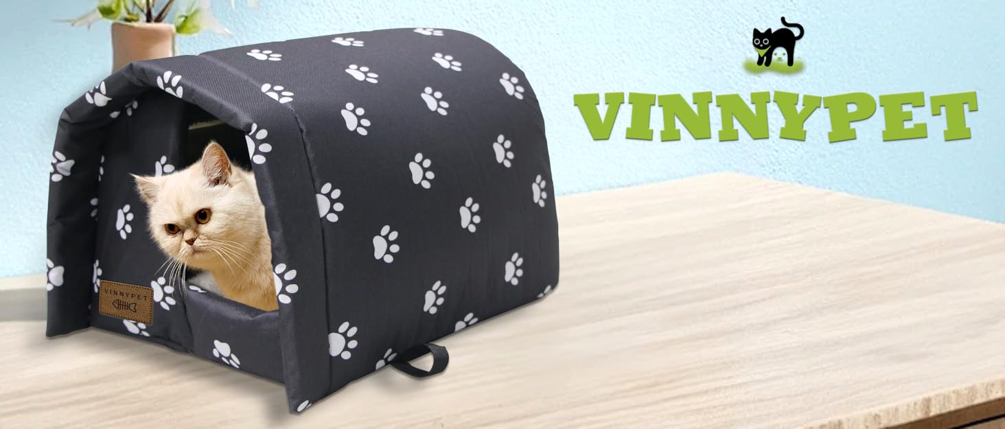 Зимовий будиночок для котів і собак Vinnypet, водонепроникний, утеплений, складний, з плюшевою подушкою, для вуличних і домашніх тварин, 54x42x36 см, сірий