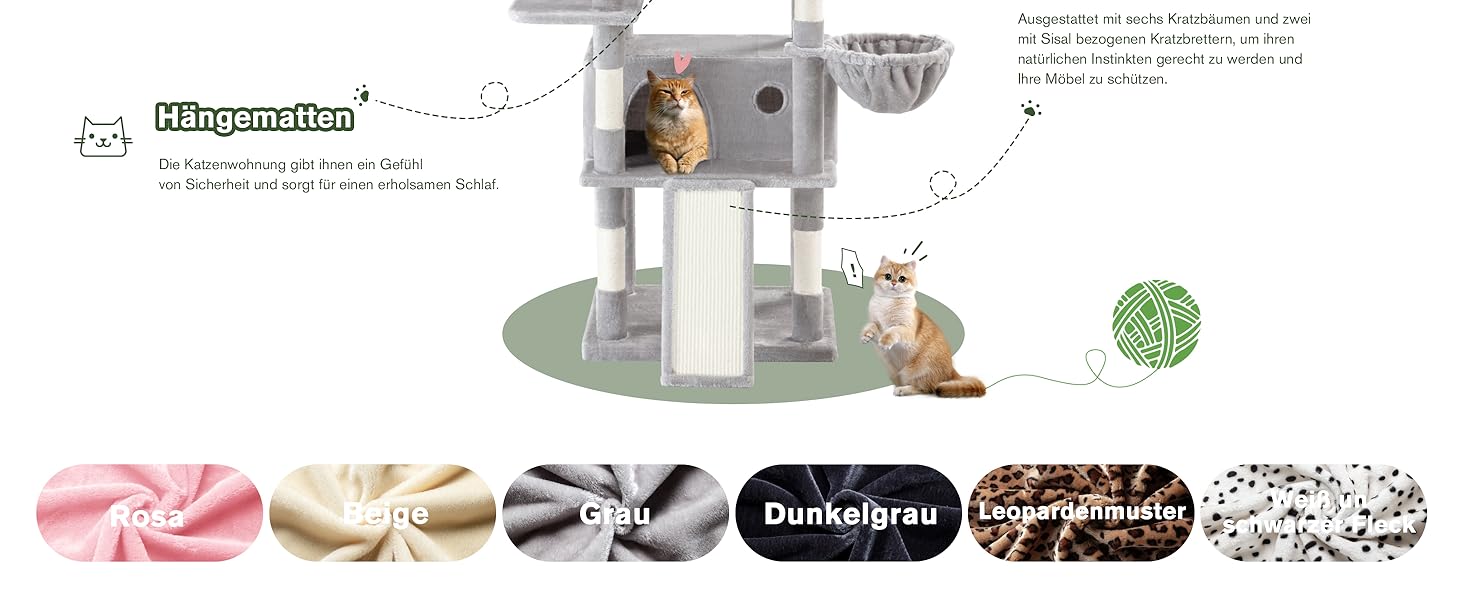 Котячий будиночок MUTICOR: великий когтетоп з когтеточкою, лежаками та гамаком (206 см)