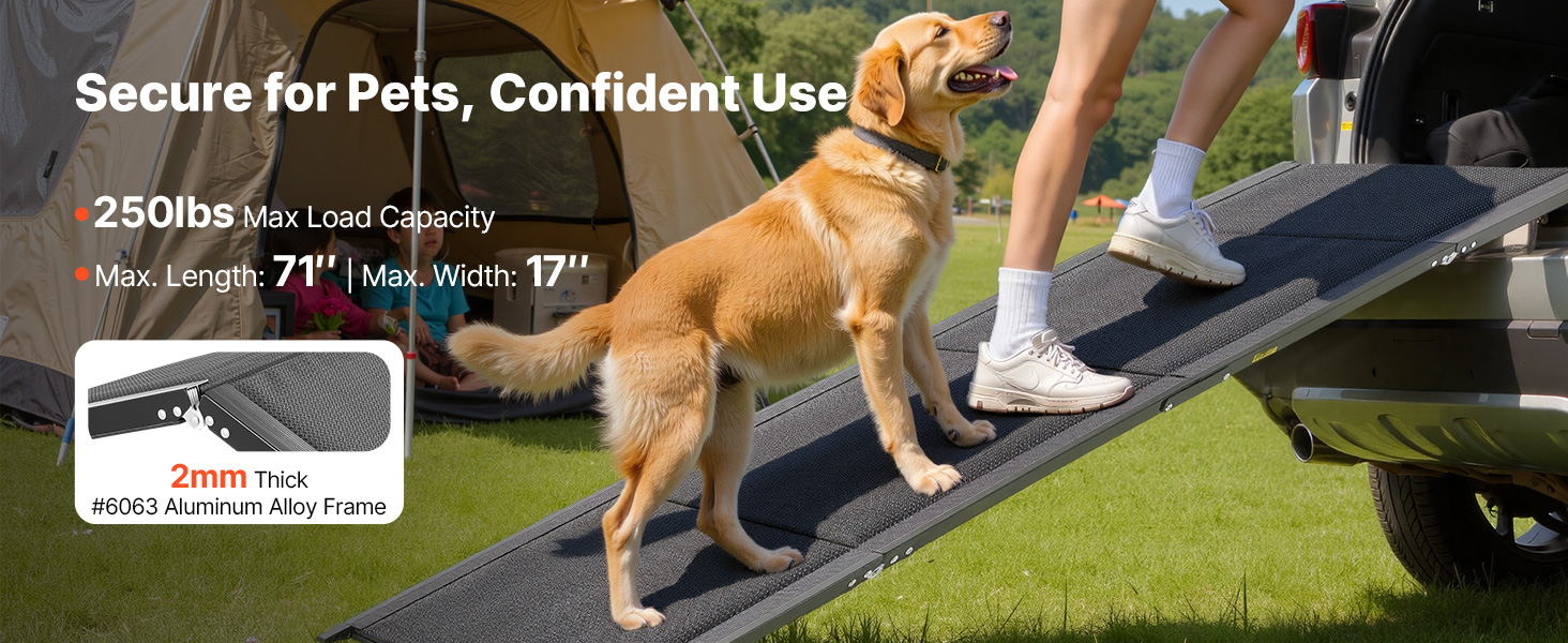 Східці для собак VEVOR, 180 x 43,2 см, розкладні, для середніх та великих собак до 113 кг, з антиковзкою поверхнею Oxford, портативні для SUV та вантажівок