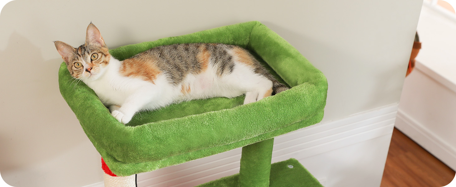 Комплекс для котів PAWZ Road з будиночком, гамаком та когтеточкою, 6-ярусний, 113 см, зелений