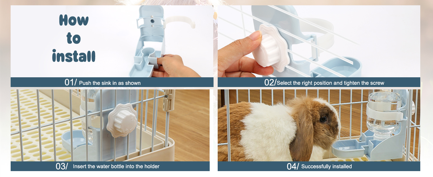 Автоматичний диспенсер води для тварин HYLYUN, 500 мл, підвісний, для морських свинок, шиншил, їжаків, фреток, блакитний