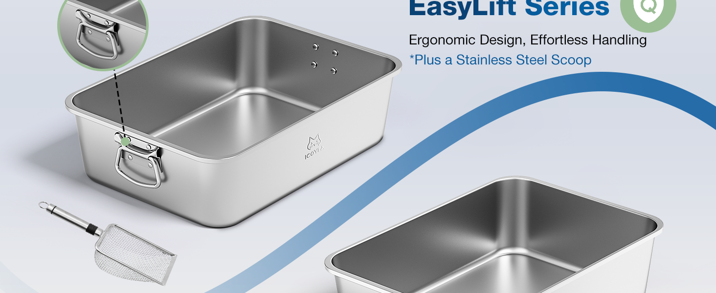 Котлочистка для котів ValuePro, нержавіюча сталь, XXL, 45x35x15 см, безперешкодна, антипригарне покриття, без запаху, легко мити