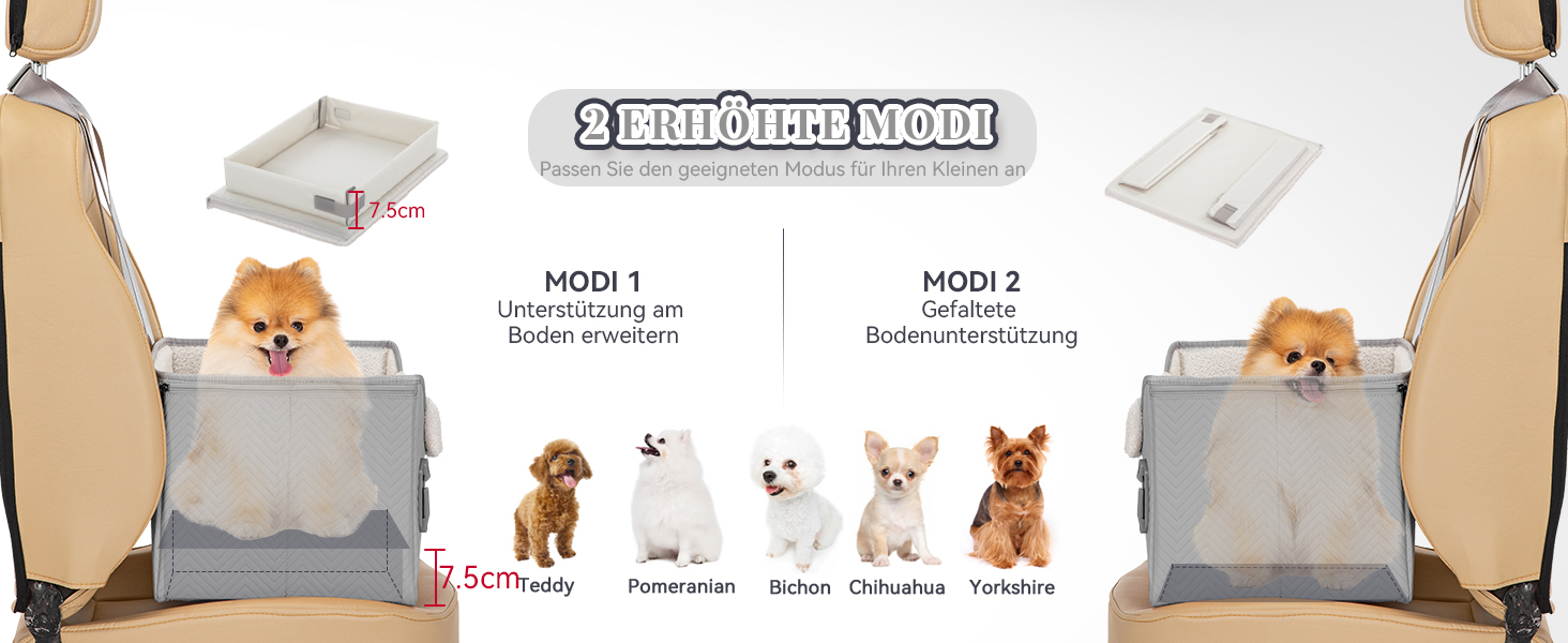 Автокрісло для собак Petsfit - стабільне та безпечне автокрісло для маленьких собак, з кріпленням для ременя безпеки, зручне ліжко-кошик з миючим плюшевим подушками, шкіряне сіре