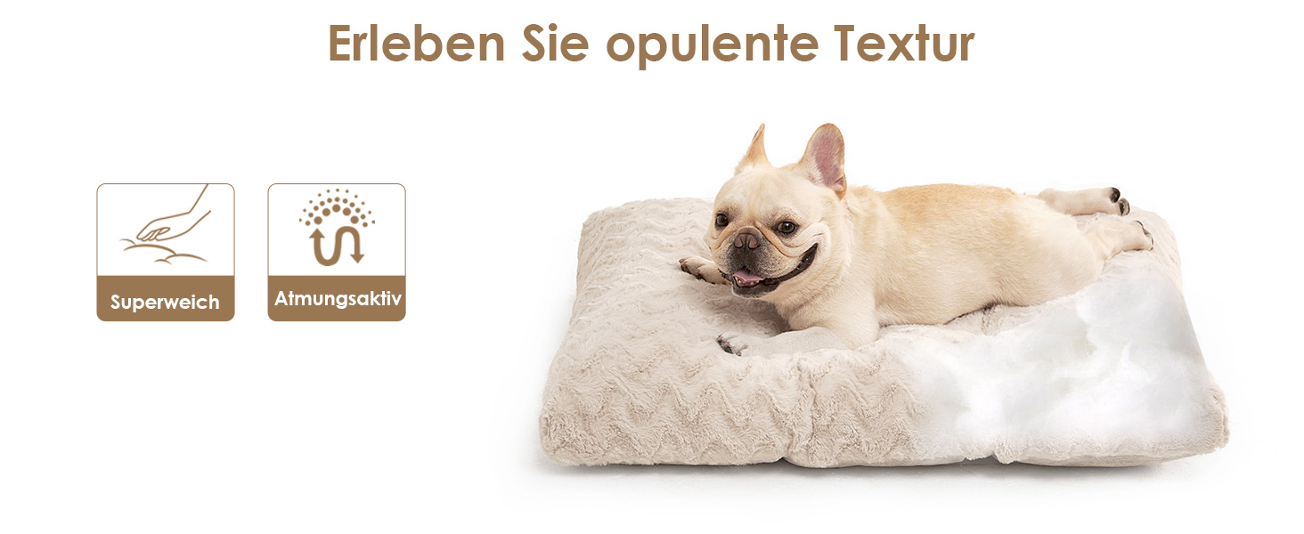 Килимок для собак великих порід, 104x68 см, XL, штучне хутро та льон, Бежевий