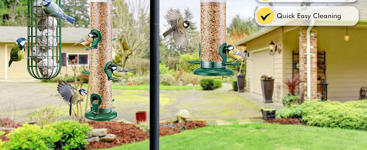 iBorn годівниця для птахів на підвіску, зелена, 2 шт. - металева, стійка до іржі, 20 см