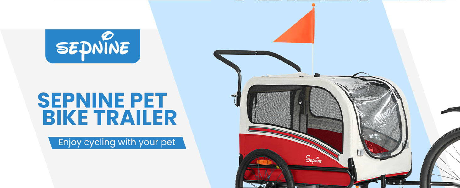 SEPNINE® Причеп для собак на велосипед, 2-в-1, для тварин до 30 кг, червоний