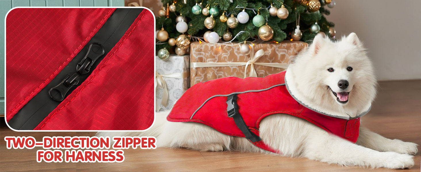 Зимова куртка для собак EMUST, тепла та вітронепроникна, червона, для середніх собак, розмір M