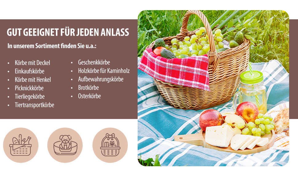 Плетене ліжко для собак та котів Wiklinowy Świat - ліжко з ротангу для домашніх тварин, 66x47x15 см, з коричневим подушкою в крапку