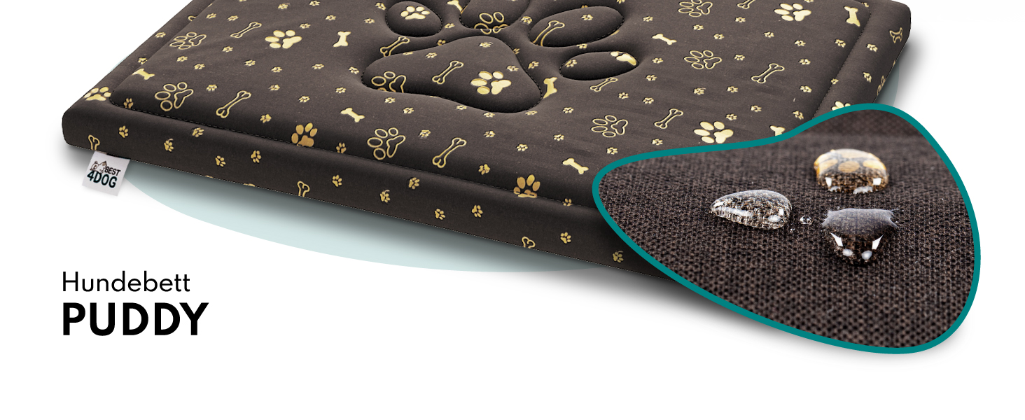 Килимок для собак FDM Puddy, 70x60 см, водонепроникний, з ефектом пам'яті, для маленьких собак, коричневий/золотий