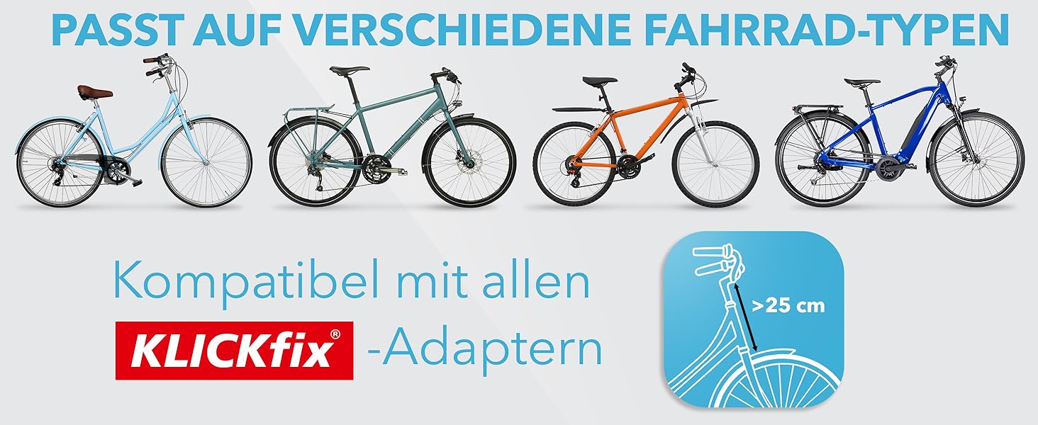 Фридбаг Кошик на кермо велосипеда KLICKfix [Сумісний з електровелосипедом] для жінок - чорна велосипедна сумка