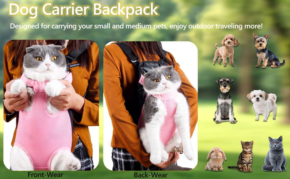 Рюкзак для собак 0.5-2.5 кг, переноска для тварин на плечі, для кемпінгу та подорожей, підходить для собак, котів та кроликів (Бежевий, S)