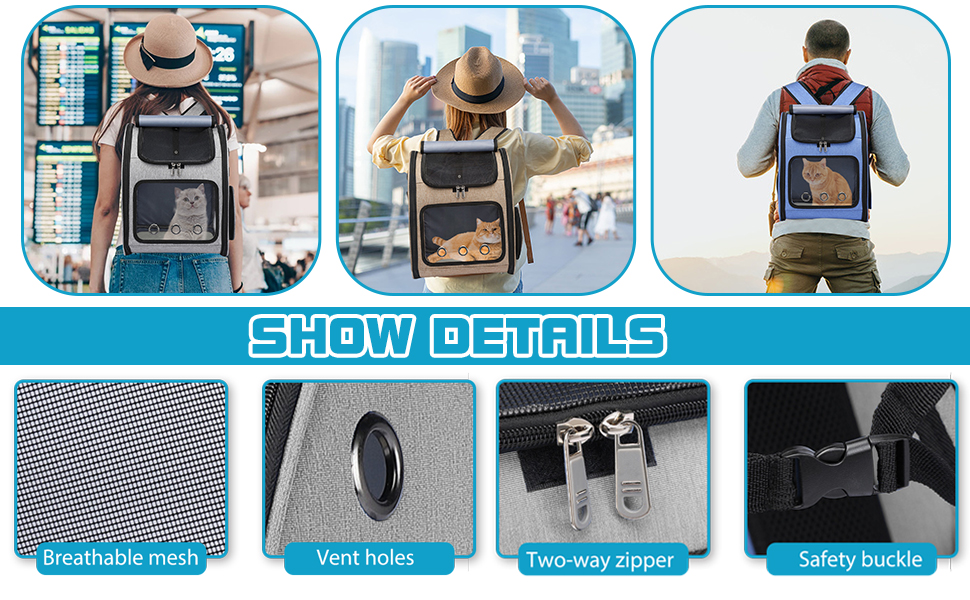 Рюкзак для собак та котів PETCUTE: дихаючий, знімний килимок, складаний, регульований. Підходить для маленьких собак та котів. Колір: хакі