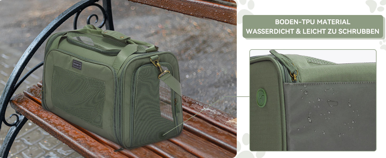 Транспортна переноска для котів та собак Petsfit, складана, 50L, оливковий, з м'яким килимком