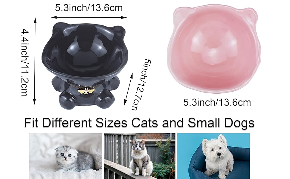 Підвищений годівниця для котів Busnos: керамічна миска для їжі та води, 14x13x11 см, синього кольору