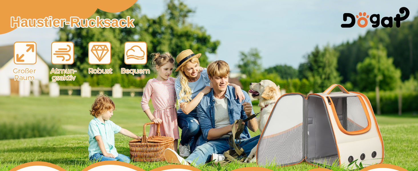 Рюкзак для кота/собаки Dogat, складаний, для перевезення тварин, помаранчевий+білий
