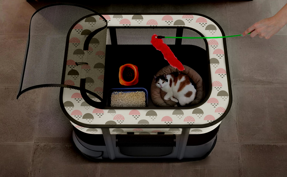 Портативна собача будка Floving, загон для тварин, переносна клітка для котів та цуценят, сіра (80*60 см)