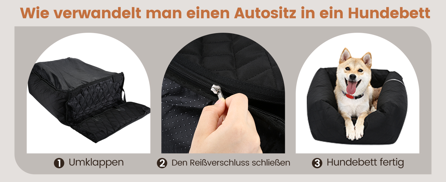 Крісло-підвищувач для собак у машину 2-в-1 з підкладкою та ременем безпеки (Чорний, M)