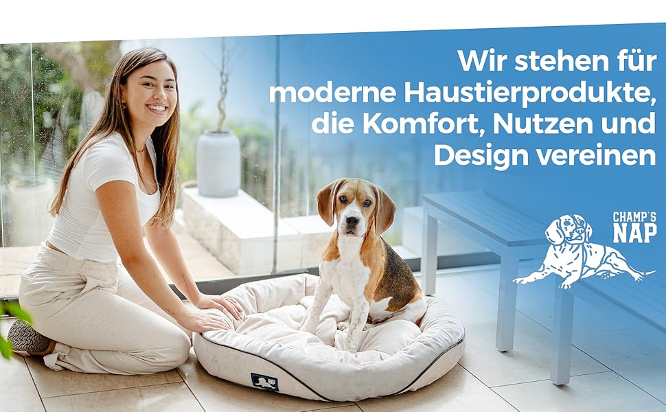 Ортопедичне ліжко для собак - диван для малих, середніх та великих собак | миється, не слизьке, ергономічне | кошик для собак, спальні місця для домашніх тварин та меблі, лежанка для собак | Champ’s Nap (S)