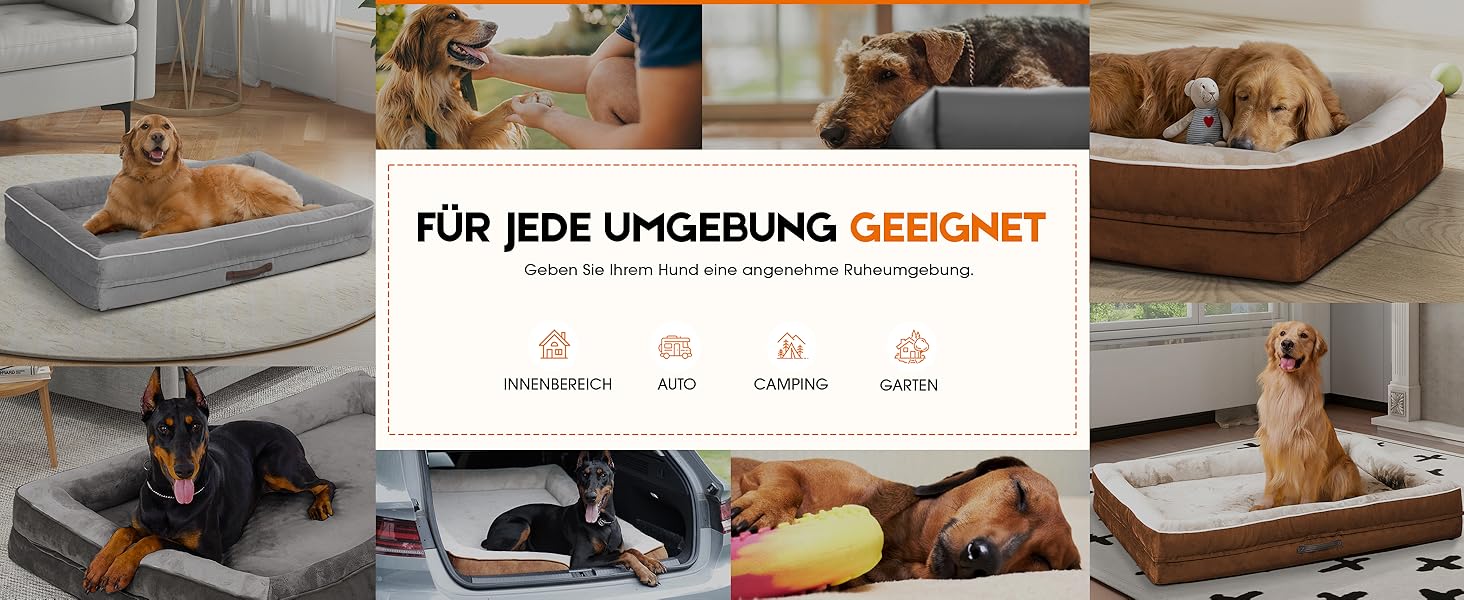Ортопедичне ліжко для собак XL, корзина для собак, що можна прати, з піною у формі яйця, вологостійкий диван для собак з неслизьким дном та чотиристоронньою подушкою (світло-сірий, 117x76x19 см)