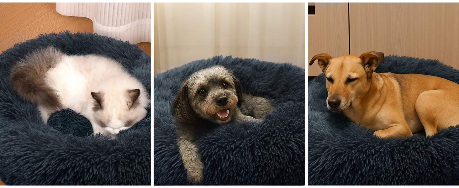 М'яке ліжко для собак та котів, зручне та тепле, з антистресовим ефектом, для маленьких та середніх порід (60 см, темно-сірий)