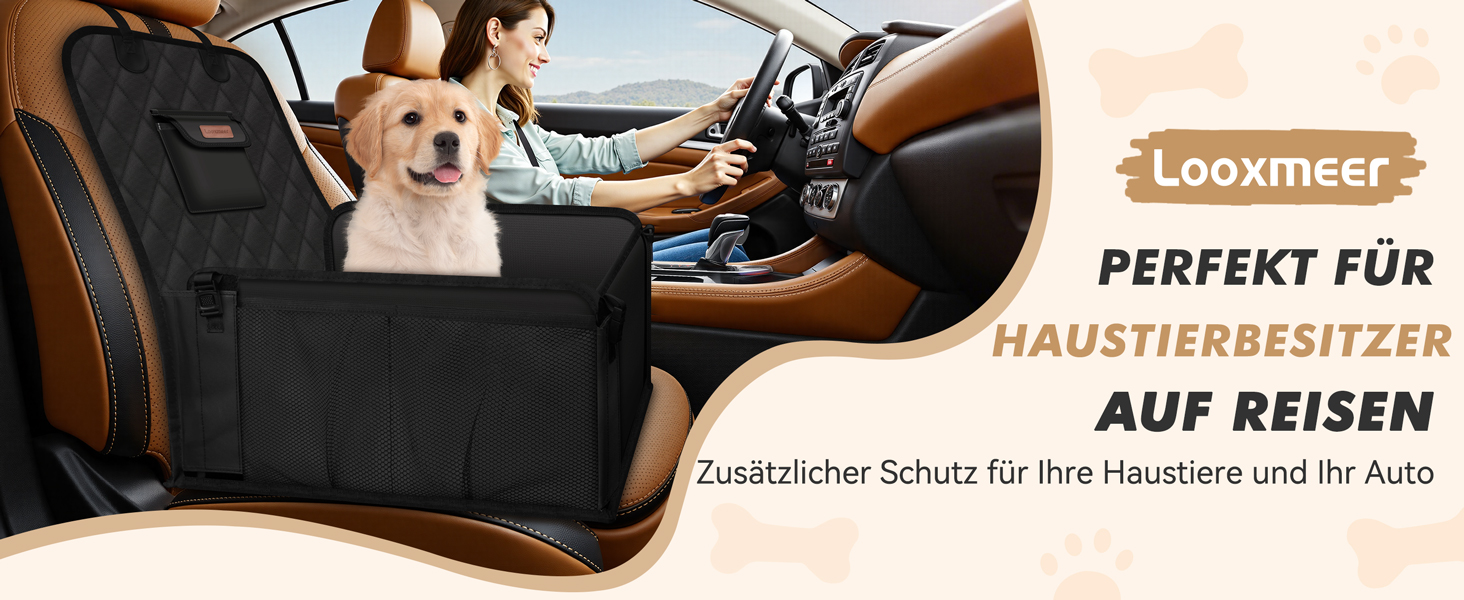 Автокрісло для собак: стабільне, безпечне, водонепроникне, чорне. Підходить для малих та середніх порід.