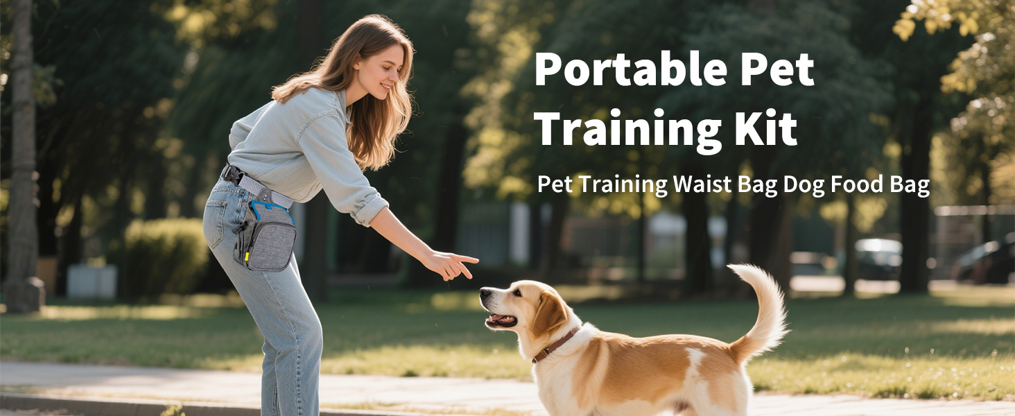 PETCUTE: Сумка для дресирування собак, зручна та міцна, з дозатором для відходів, сіра+блакитна