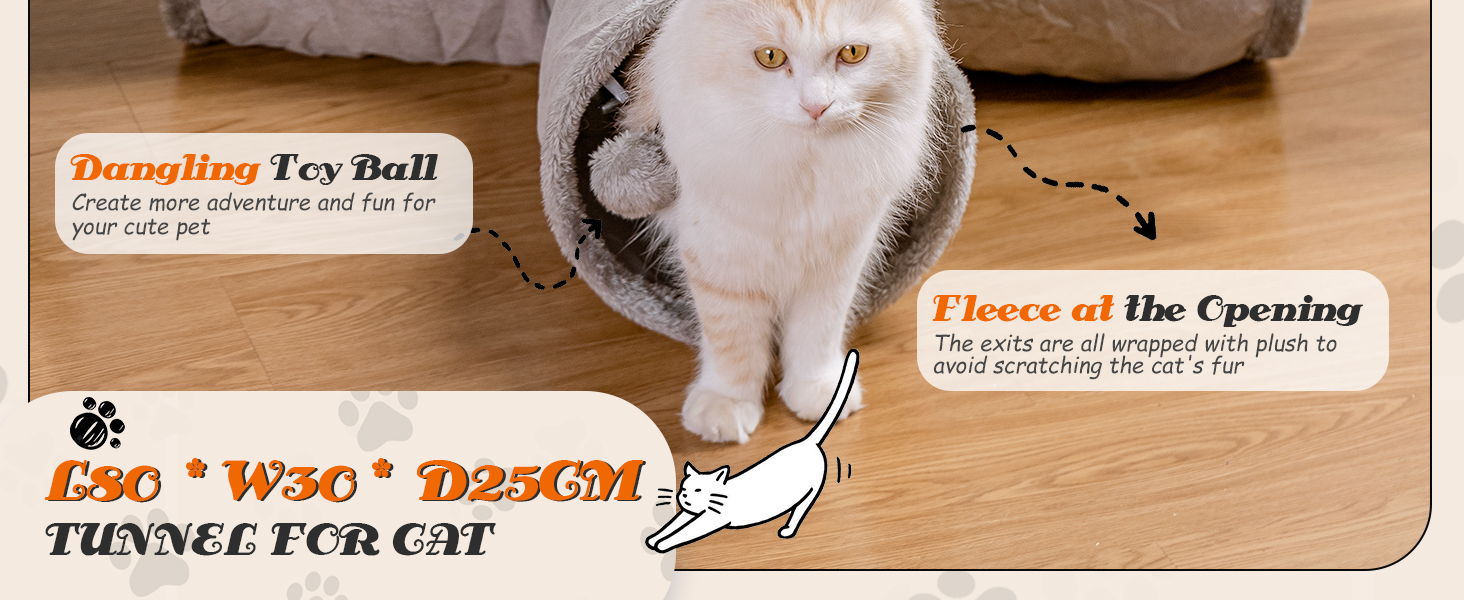 Туннель для котів Nobleza, 3-х ходовий, складаний, з іграшкою-м'ячиком, сірий, 80x30x25 см