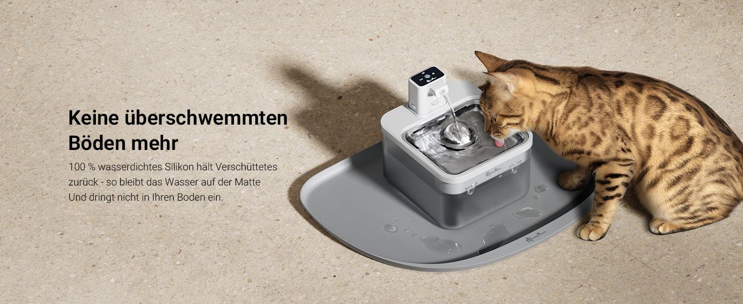 Підкладка під миску для котів DownyPaws, силіконова, 62 x 43 см, сіра. Захист від розливу води та корму, легко миється, BPA-free