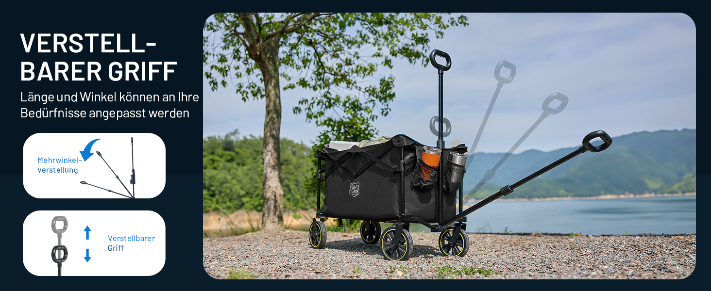 Возик вантажний складний Timber Ridge 200л з тримачем для напоїв, для саду, відпочинку, кемпінгу, чорний