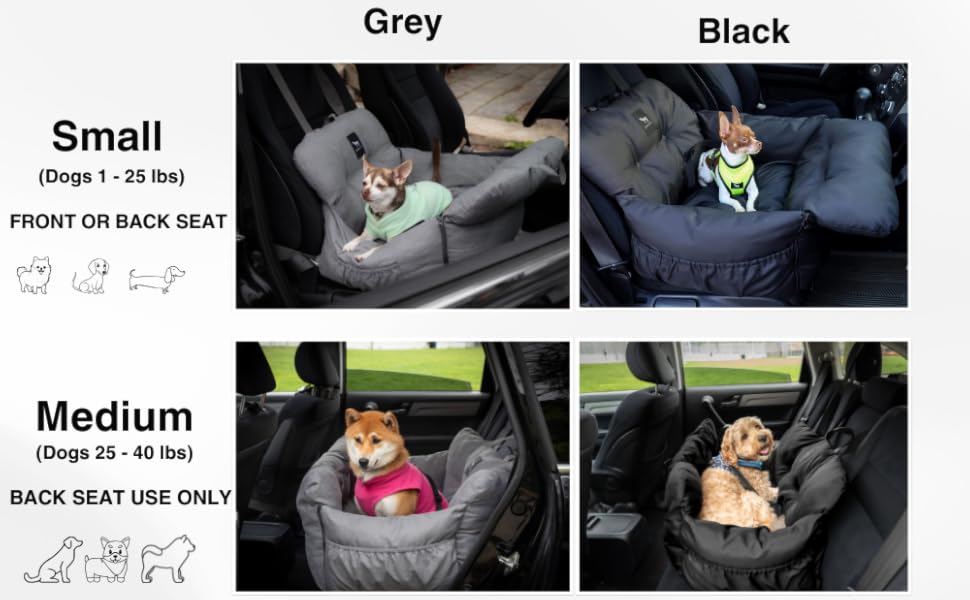 Автокрісло для собак JACKO & CO Premium - сіре, для маленьких та середніх тварин до 15,9 кг, з підстілкою, поводок та кишені, водовідштовхувальне
