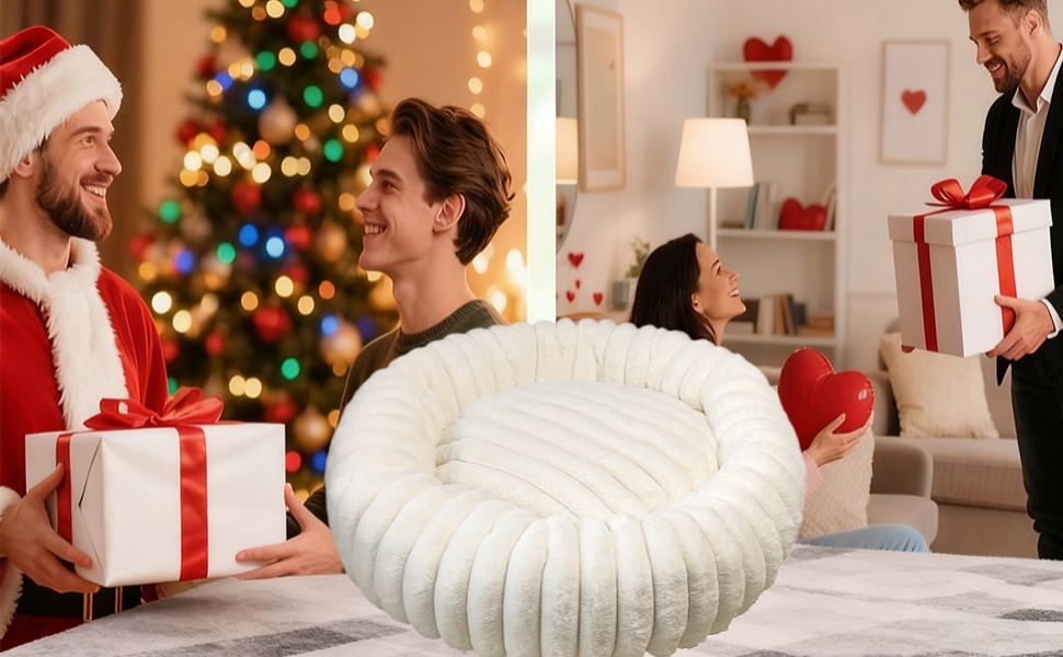 М'яке ліжко для домашніх тварин: ліжко для собак, ліжко для котів, кругла форма, пончик, корзина для собак, подушка для котів, ліжко для кошенят, тепле місце для сну, сірий колір, діаметр 60 см