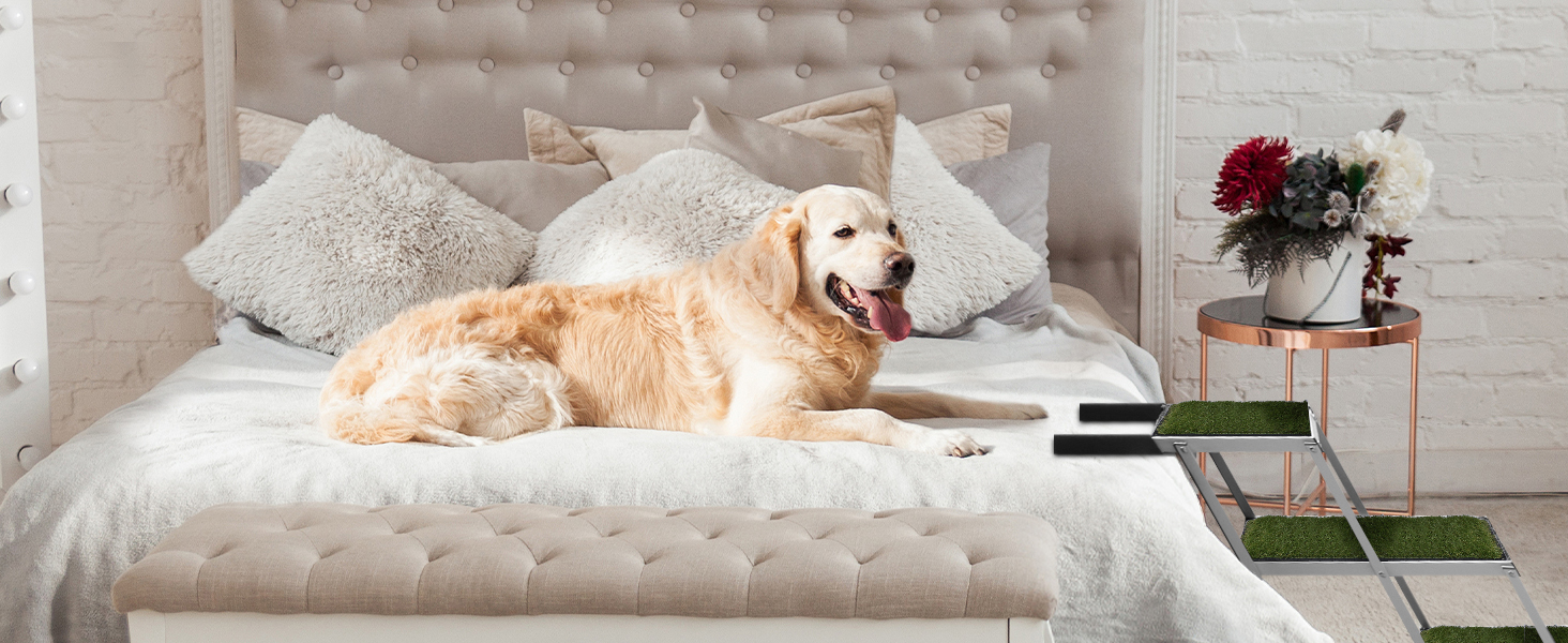 Східці для собак SDLDEER в автомобіль, 4 сходинки, складна рамка, допомога для завантаження, сумісні з усіма авто, регульована висота, вантажопідйомність до 80 кг, висота 64-68 см