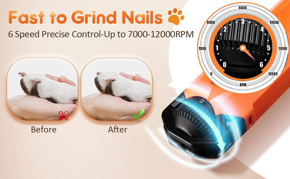 Шліфувальник для собак та котів Gimars з 6 режимами, LED-підсвічуванням, USB-зарядкою та регулюванням швидкості (12000 об/хв)