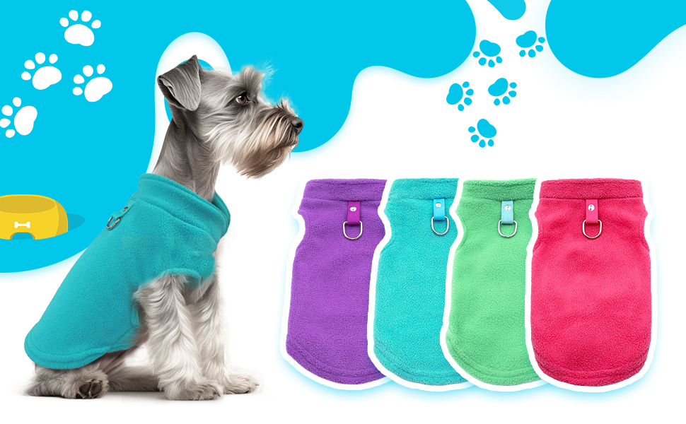 Пуловер для собак та котів, теплий флісовий пуловер, зимова куртка для собак з повідком (аква+зелений, XL) (сірий+коричневий, L)
