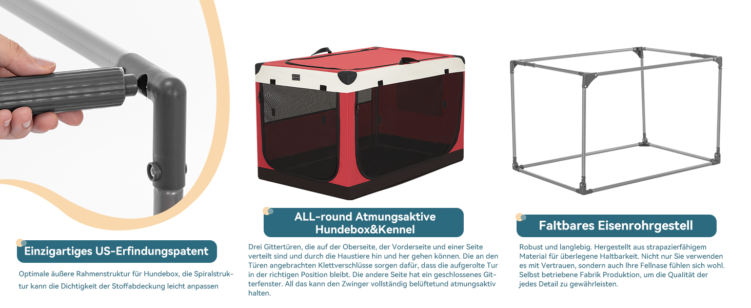 Транспортна переноска для собак Petsfit, велика, червона, розкладна, з міцної тканини та металевим каркасом