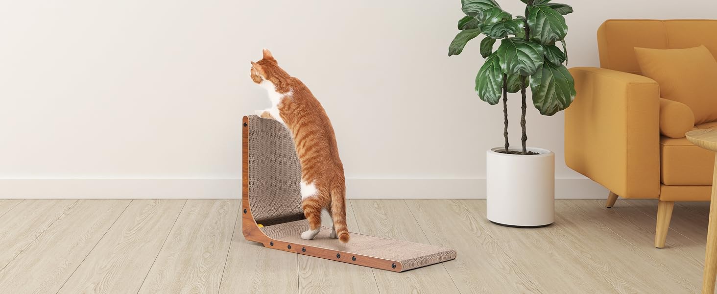 Котячий когтетоп FUKUMARU L-подібний, 68 см, з іграшкою, горіховий колір